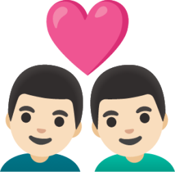 couple with heart: man, man, light skin tone emoji