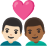 couple with heart: man, man, light skin tone, medium-dark skin tone emoji