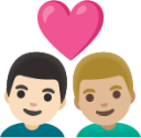 couple with heart: man, man, light skin tone, medium-light skin tone emoji