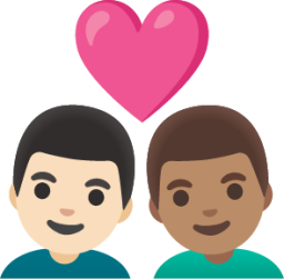 couple with heart: man, man, light skin tone, medium skin tone emoji
