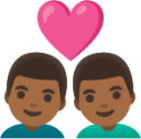 couple with heart: man, man, medium-dark skin tone emoji