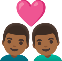couple with heart: man, man, medium-dark skin tone emoji