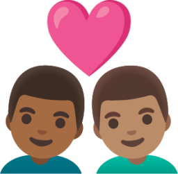 couple with heart: man, man, medium-dark skin tone, medium skin tone emoji