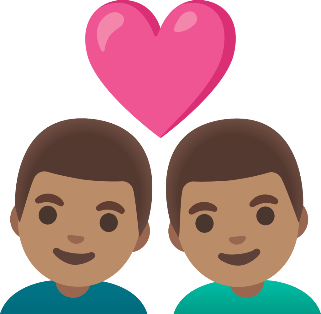 couple with heart: man, man, medium skin tone emoji