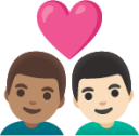 couple with heart: man, man, medium skin tone, light skin tone emoji