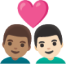 couple with heart: man, man, medium skin tone, light skin tone emoji