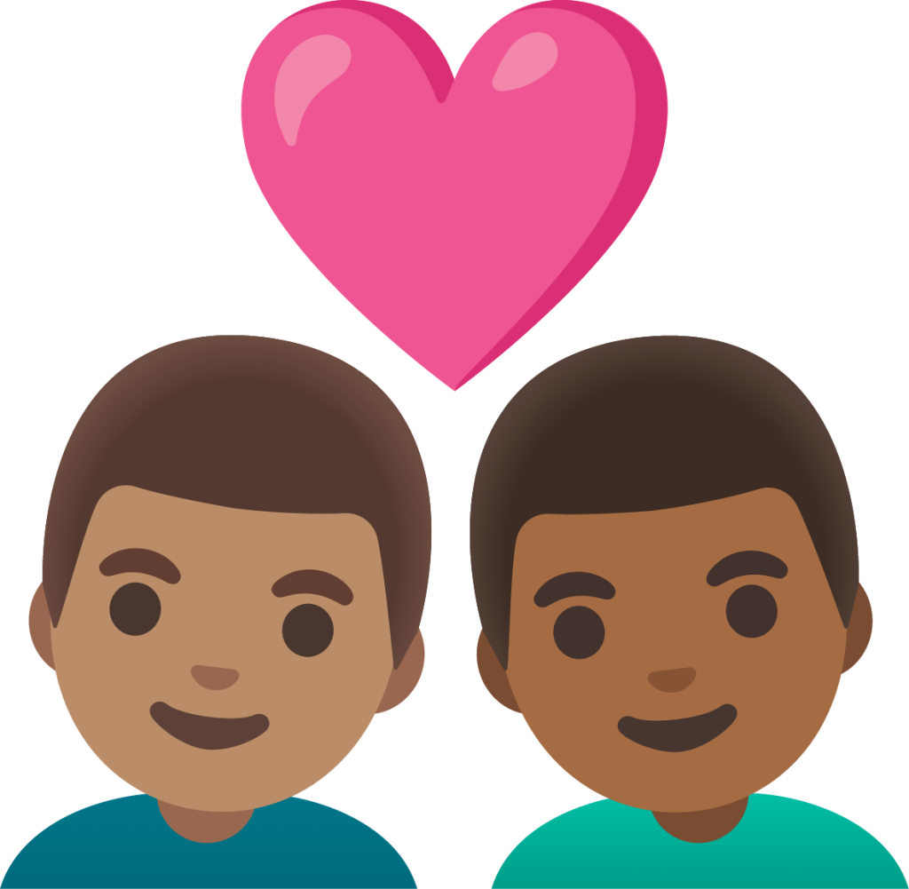 couple with heart: man, man, medium skin tone, medium-dark skin tone emoji