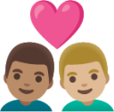 couple with heart: man, man, medium skin tone, medium-light skin tone emoji
