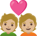 couple with heart: medium-light skin tone emoji