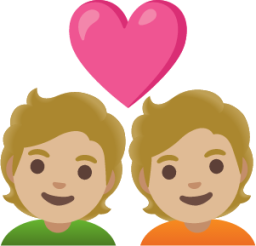 couple with heart: medium-light skin tone emoji