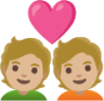 couple with heart: medium-light skin tone emoji