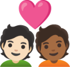 couple with heart: person, person, light skin tone, medium-dark skin tone emoji