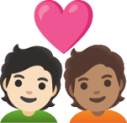 couple with heart: person, person, light skin tone, medium skin tone emoji