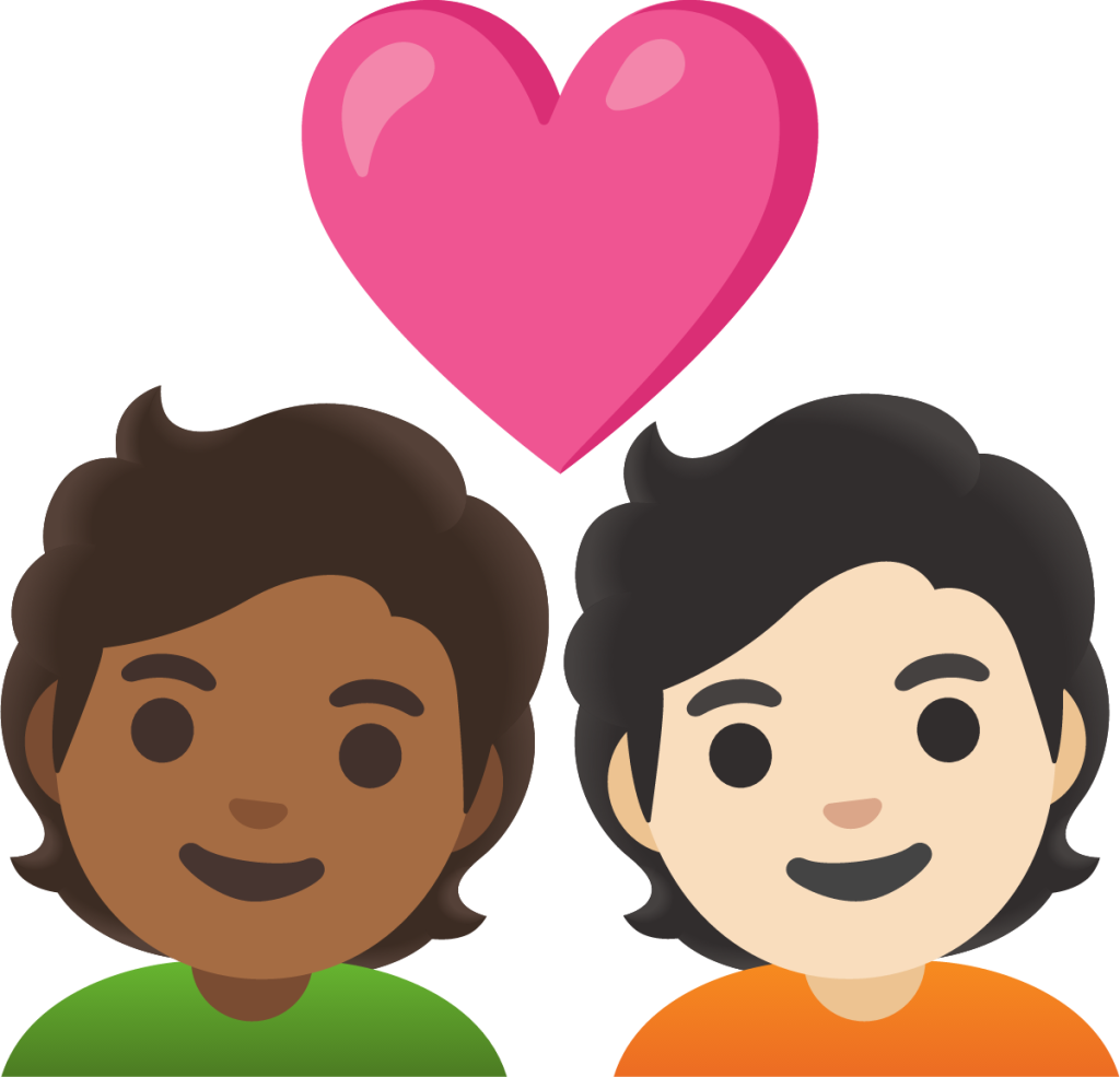 couple with heart: person, person, medium-dark skin tone, light skin tone emoji