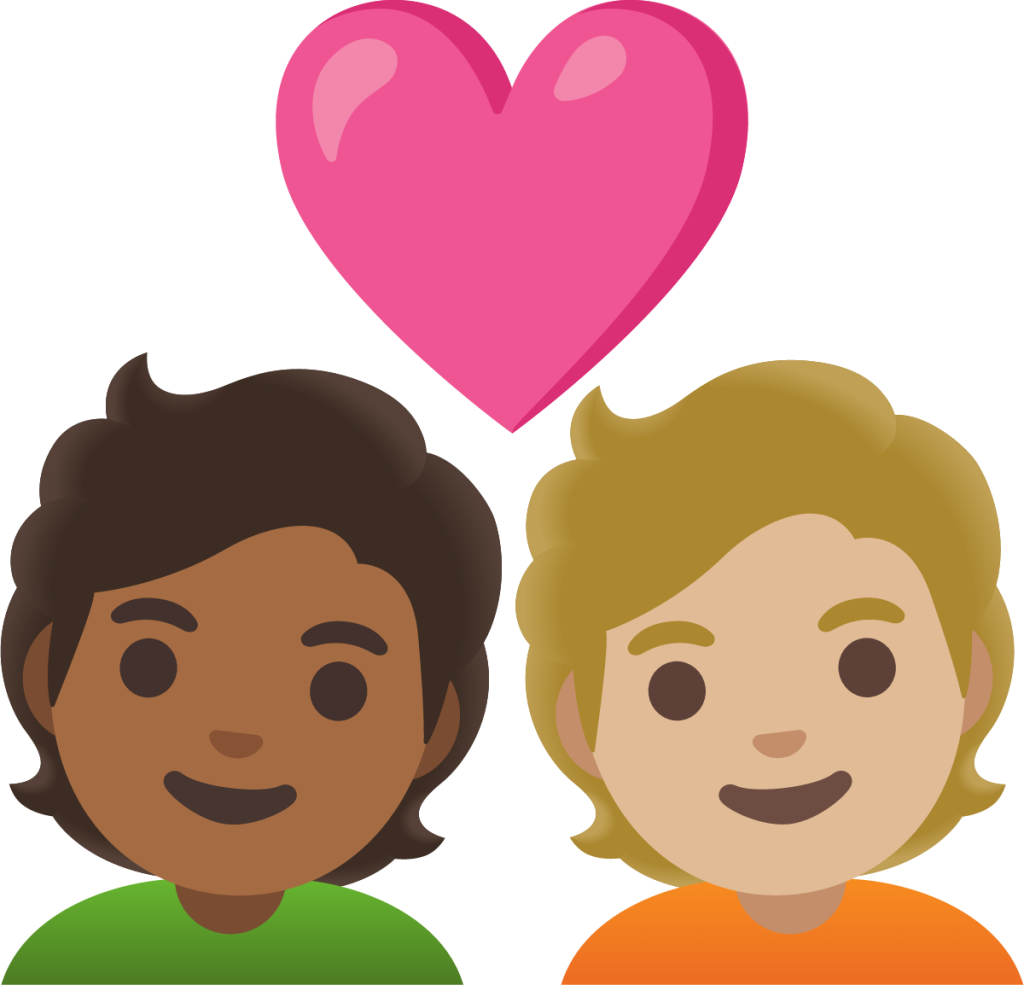 couple with heart: person, person, medium-dark skin tone, medium-light skin tone emoji