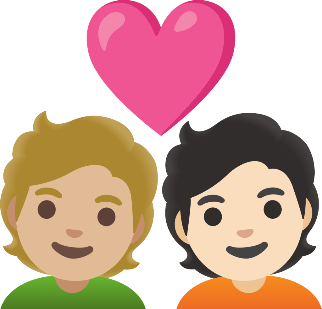 couple with heart: person, person, medium-light skin tone, light skin tone emoji