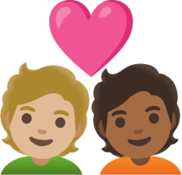 couple with heart: person, person, medium-light skin tone, medium-dark skin tone emoji