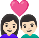 couple with heart: woman, man, light skin tone emoji