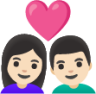 couple with heart: woman, man, light skin tone emoji