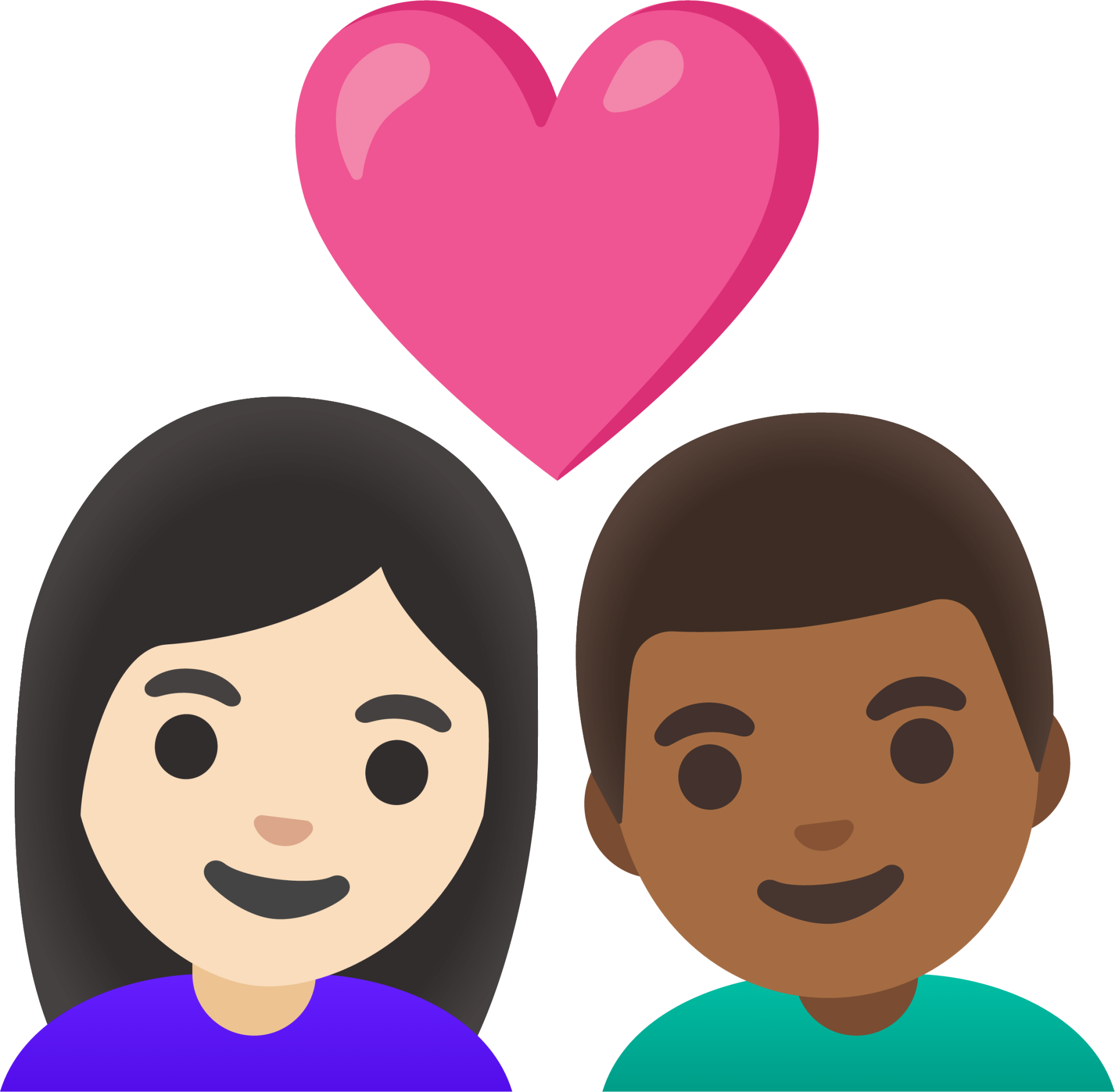 couple with heart: woman, man, light skin tone, medium-dark skin tone emoji