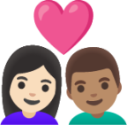 couple with heart: woman, man, light skin tone, medium skin tone emoji