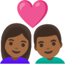 couple with heart: woman, man, medium-dark skin tone emoji