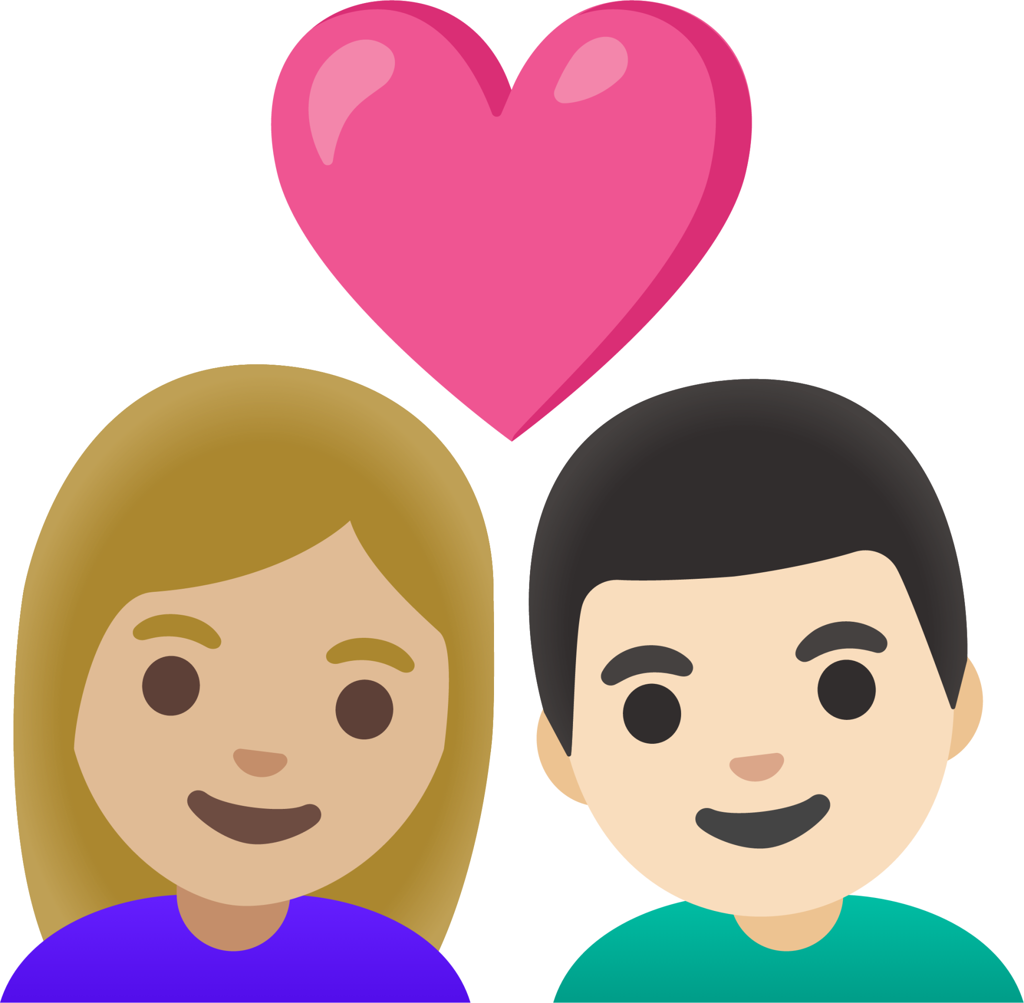 couple with heart: woman, man, medium-light skin tone, light skin tone emoji