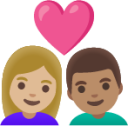 couple with heart: woman, man, medium-light skin tone, medium skin tone emoji