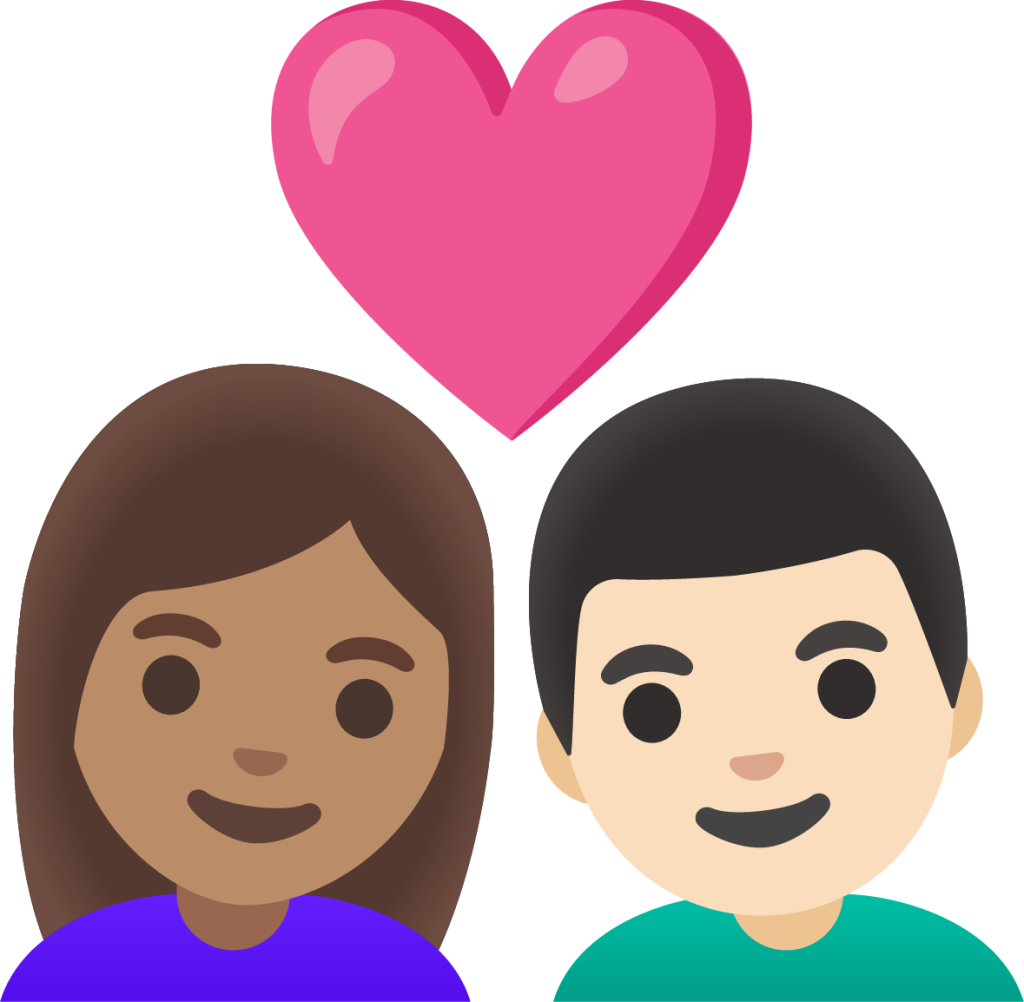 couple with heart: woman, man, medium skin tone, light skin tone emoji