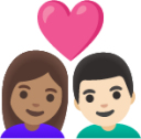 couple with heart: woman, man, medium skin tone, light skin tone emoji