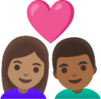couple with heart: woman, man, medium skin tone, medium-dark skin tone emoji