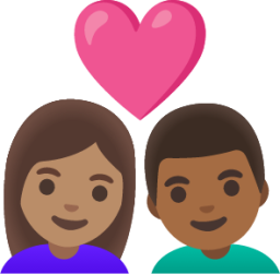 couple with heart: woman, man, medium skin tone, medium-dark skin tone emoji