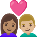 couple with heart: woman, man, medium skin tone, medium-light skin tone emoji