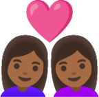 couple with heart: woman, woman, medium-dark skin tone emoji