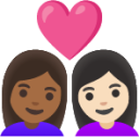 couple with heart: woman, woman, medium-dark skin tone, light skin tone emoji