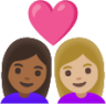 couple with heart: woman, woman, medium-dark skin tone, medium-light skin tone emoji