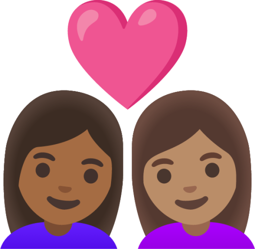 couple with heart: woman, woman, medium-dark skin tone, medium skin tone emoji