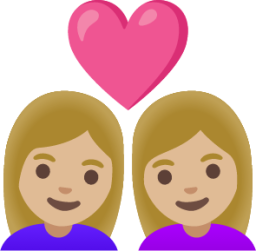 couple with heart: woman, woman, medium-light skin tone emoji
