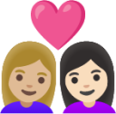 couple with heart: woman, woman, medium-light skin tone, light skin tone emoji