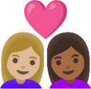 couple with heart: woman, woman, medium-light skin tone, medium-dark skin tone emoji