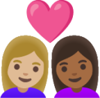 couple with heart: woman, woman, medium-light skin tone, medium-dark skin tone emoji