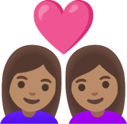 couple with heart: woman, woman, medium skin tone emoji