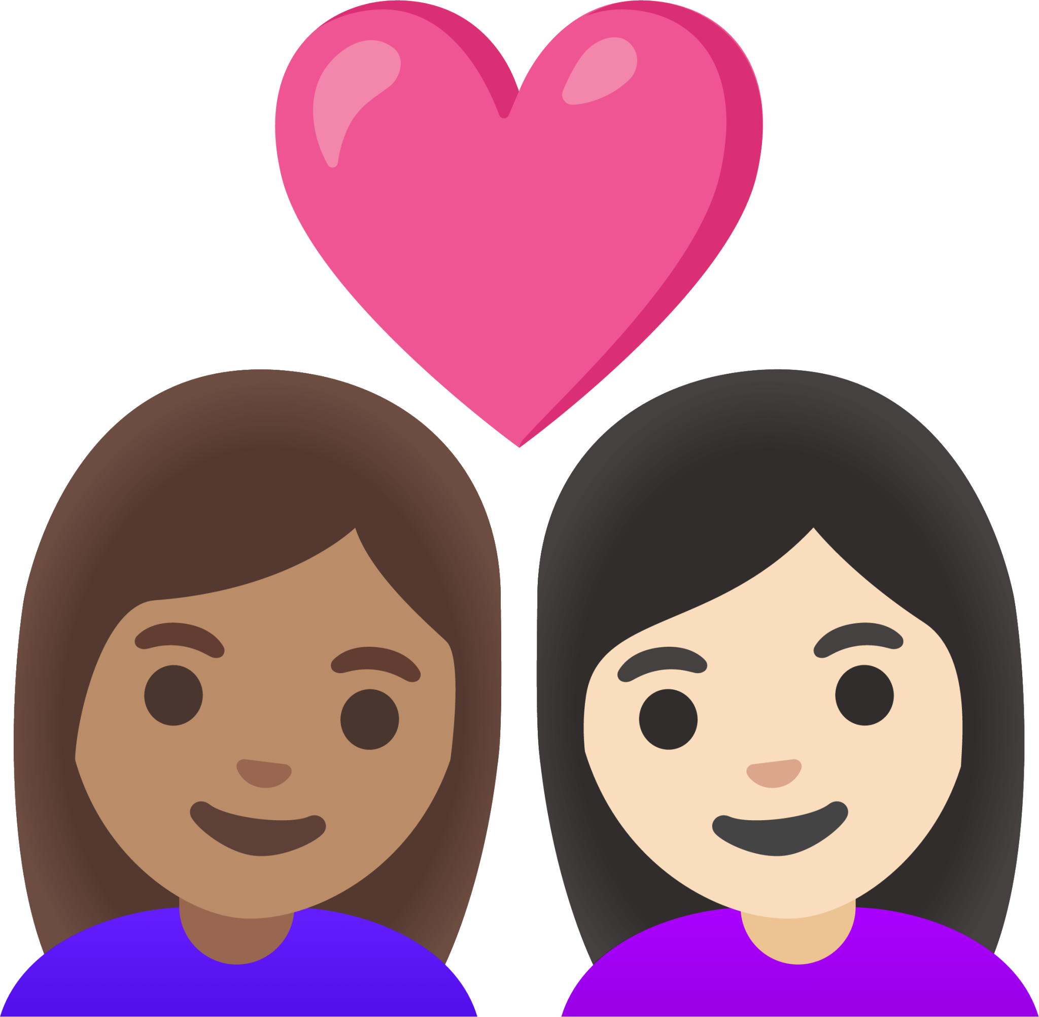 couple with heart: woman, woman, medium skin tone, light skin tone emoji
