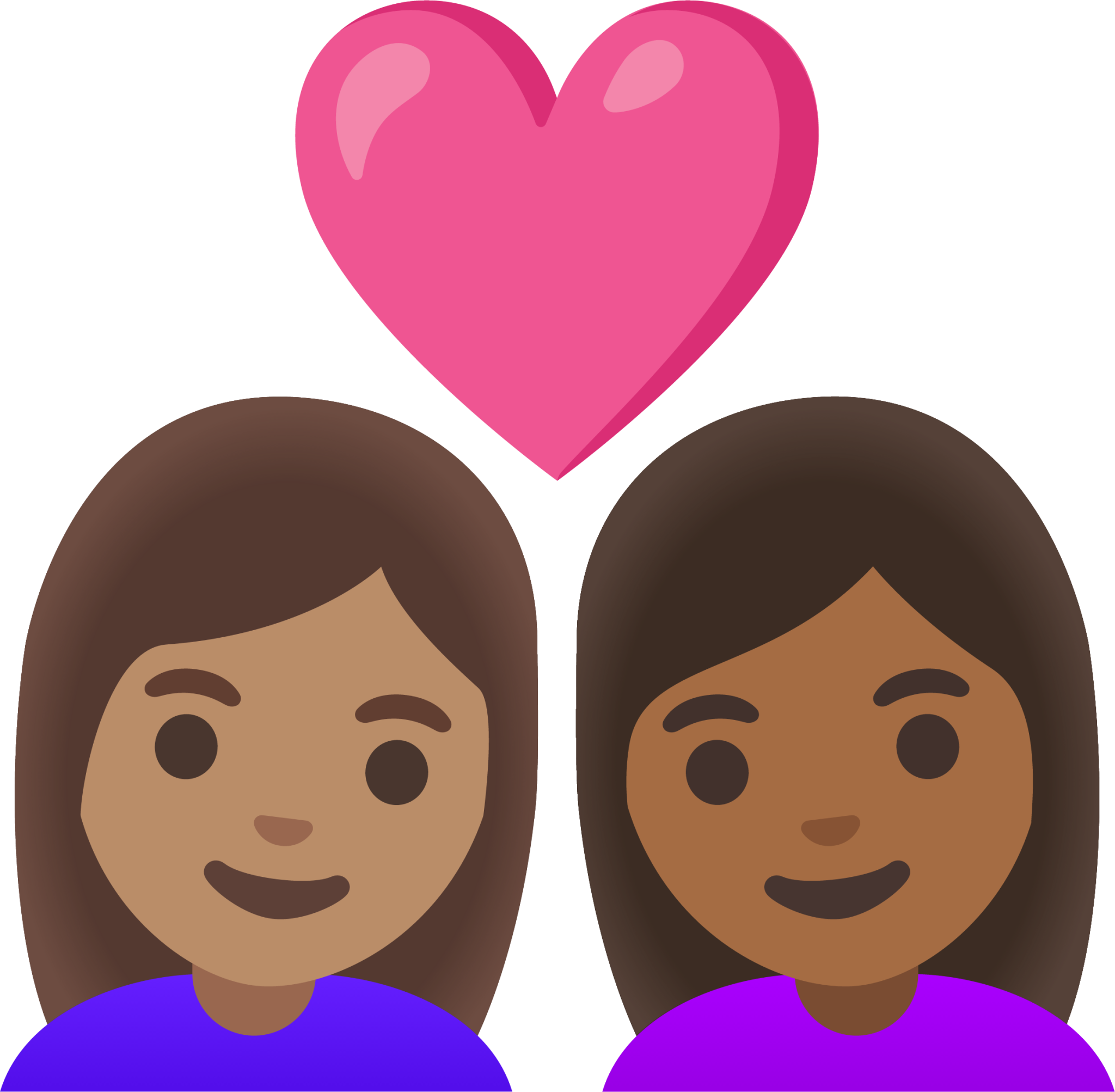 couple with heart: woman, woman, medium skin tone, medium-dark skin tone emoji