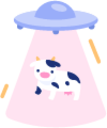 Cow aliens abduction cute cartoon illustration