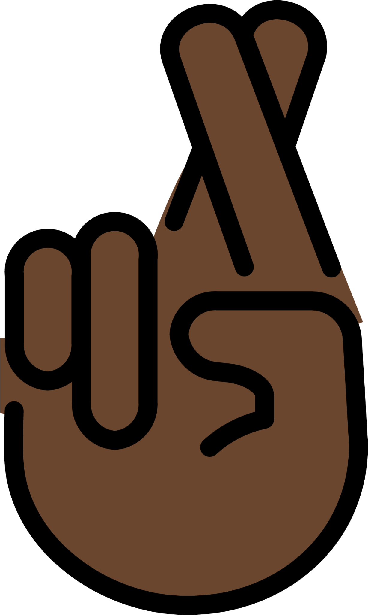 crossed fingers: dark skin tone emoji