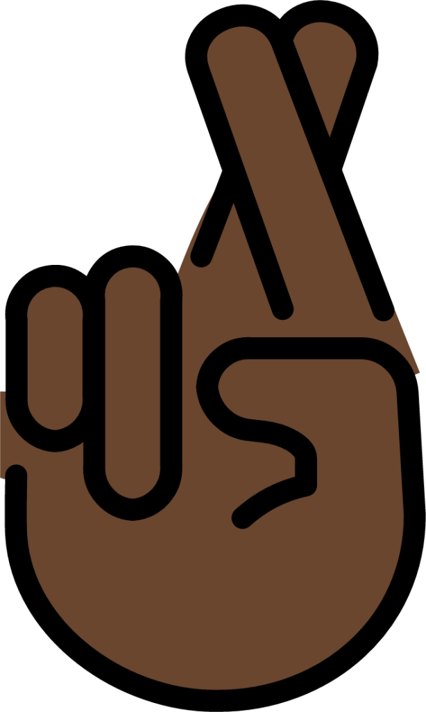 crossed fingers: dark skin tone emoji