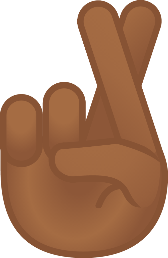 crossed fingers: medium-dark skin tone emoji