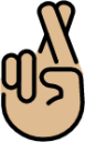 crossed fingers: medium-light skin tone emoji