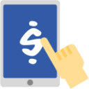 currency hand tablet icon